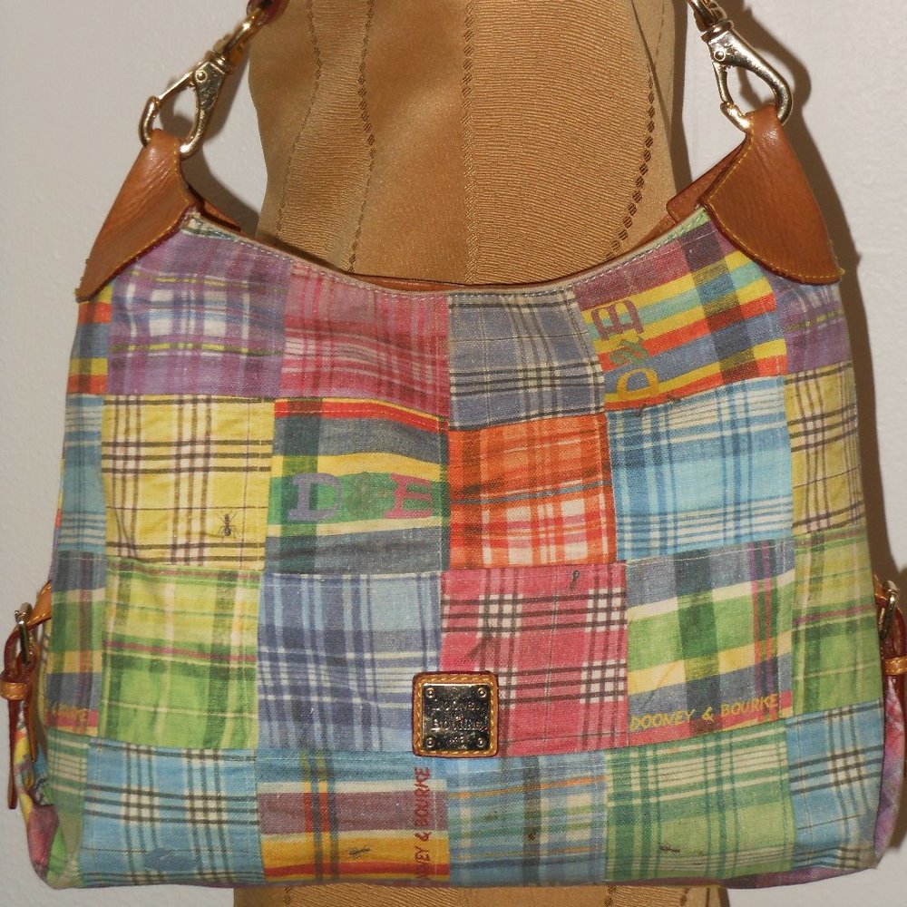 DOONEY & BOURKE LEATHER AND CANVAS OVERSIZE SHOULDER BAG